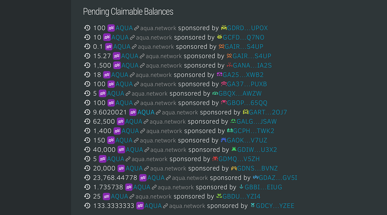 Pending AQUA claimable balances in a locked Stellar voting wallet